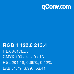 カラーコード: RGB 1 126.8 213.4 | qconv.com