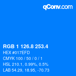 カラーコード: RGB 1 126.8 253.4 | qconv.com