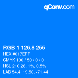カラーコード: RGB 1 126.8 255 | qconv.com