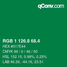 カラーコード: RGB 1 126.8 68.4 | qconv.com