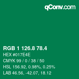 カラーコード: RGB 1 126.8 78.4 | qconv.com