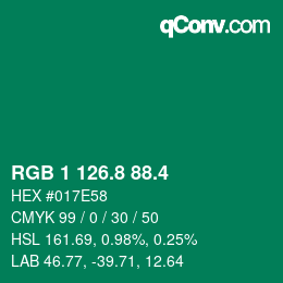 カラーコード: RGB 1 126.8 88.4 | qconv.com