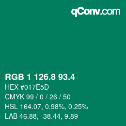 カラーコード: RGB 1 126.8 93.4 | qconv.com