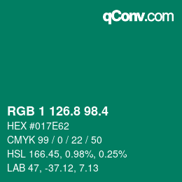カラーコード: RGB 1 126.8 98.4 | qconv.com