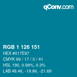 Color code: RGB 1 126 151 | qconv.com