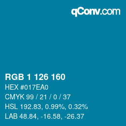 Color code: RGB 1 126 160 | qconv.com