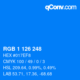 Color code: RGB 1 126 248 | qconv.com