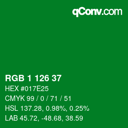Color code: RGB 1 126 37 | qconv.com