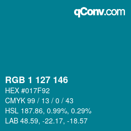 カラーコード: RGB 1 127 146 | qconv.com