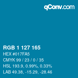 Color code: RGB 1 127 165 | qconv.com