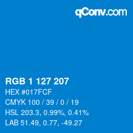 Color code: RGB 1 127 207 | qconv.com