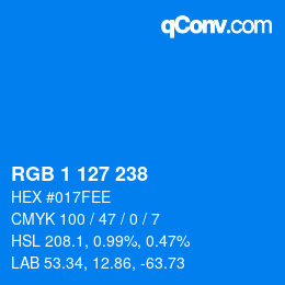 Color code: RGB 1 127 238 | qconv.com