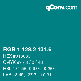 カラーコード: RGB 1 128.2 131.6 | qconv.com