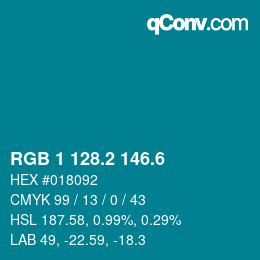 カラーコード: RGB 1 128.2 146.6 | qconv.com