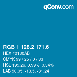 カラーコード: RGB 1 128.2 171.6 | qconv.com