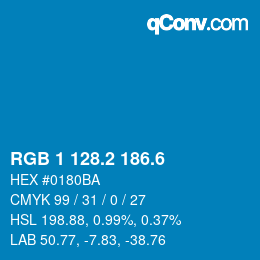 カラーコード: RGB 1 128.2 186.6 | qconv.com