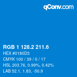 カラーコード: RGB 1 128.2 211.6 | qconv.com