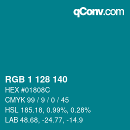 カラーコード: RGB 1 128 140 | qconv.com