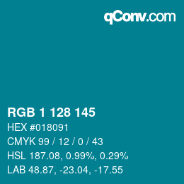 Color code: RGB 1 128 145 | qconv.com