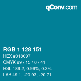 カラーコード: RGB 1 128 151 | qconv.com