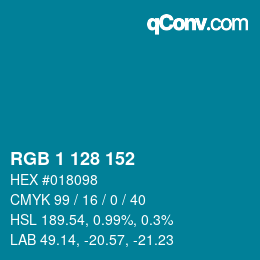 Color code: RGB 1 128 152 | qconv.com