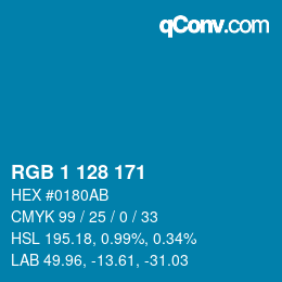 Color code: RGB 1 128 171 | qconv.com