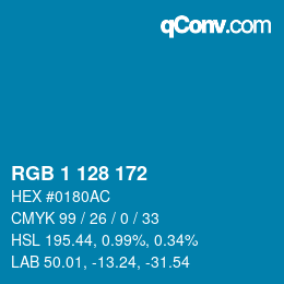 カラーコード: RGB 1 128 172 | qconv.com