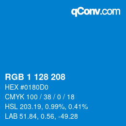 Color code: RGB 1 128 208 | qconv.com