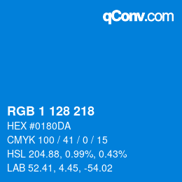 Color code: RGB 1 128 218 | qconv.com