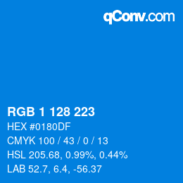 Color code: RGB 1 128 223 | qconv.com