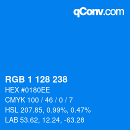 カラーコード: RGB 1 128 238 | qconv.com
