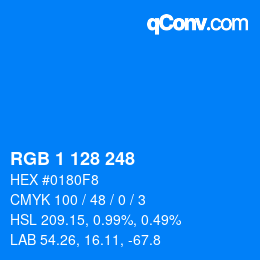 カラーコード: RGB 1 128 248 | qconv.com