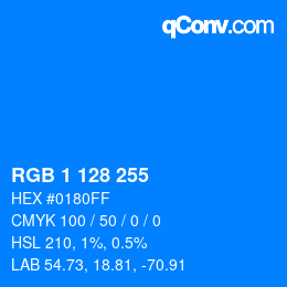 Color code: RGB 1 128 255 | qconv.com