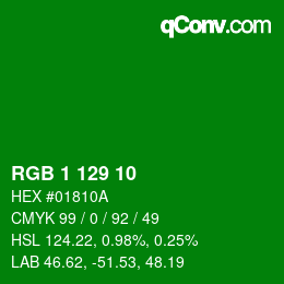 Color code: RGB 1 129 10 | qconv.com