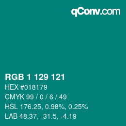 Color code: RGB 1 129 121 | qconv.com