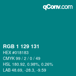 カラーコード: RGB 1 129 131 | qconv.com
