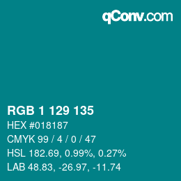 Color code: RGB 1 129 135 | qconv.com