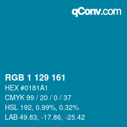 カラーコード: RGB 1 129 161 | qconv.com
