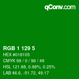Farbcode: RGB 1 129 5 | qconv.com