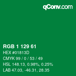Color code: RGB 1 129 61 | qconv.com
