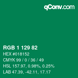 Color code: RGB 1 129 82 | qconv.com