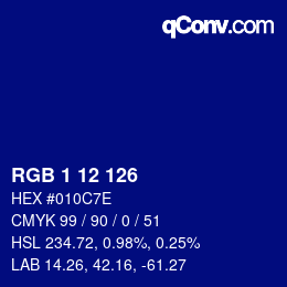 Color code: RGB 1 12 126 | qconv.com