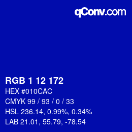 Color code: RGB 1 12 172 | qconv.com