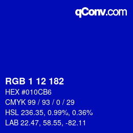 Color code: RGB 1 12 182 | qconv.com