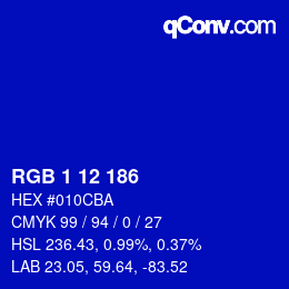 Color code: RGB 1 12 186 | qconv.com