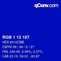 Color code: RGB 1 12 187 | qconv.com