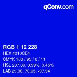 Color code: RGB 1 12 228 | qconv.com