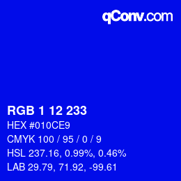 Color code: RGB 1 12 233 | qconv.com