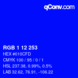 Color code: RGB 1 12 253 | qconv.com