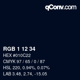 Color code: RGB 1 12 34 | qconv.com